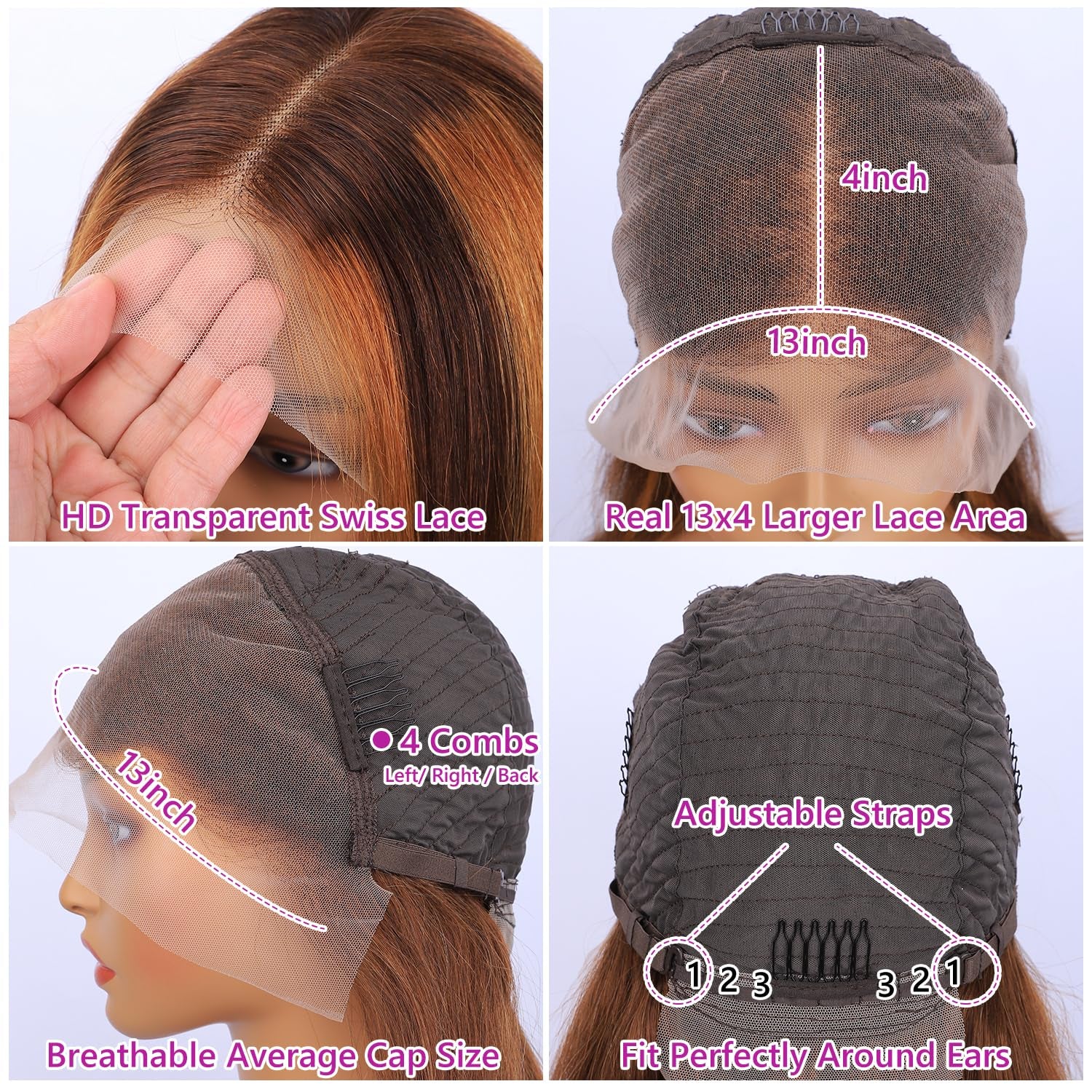 Bob Wig Human Hair Highlight Bob Lace Front Wigs Human Hair Ombre Bob Wigs for Women 4/27 13X4 Frontal Bob Wigs Human Hair Pre Plucked