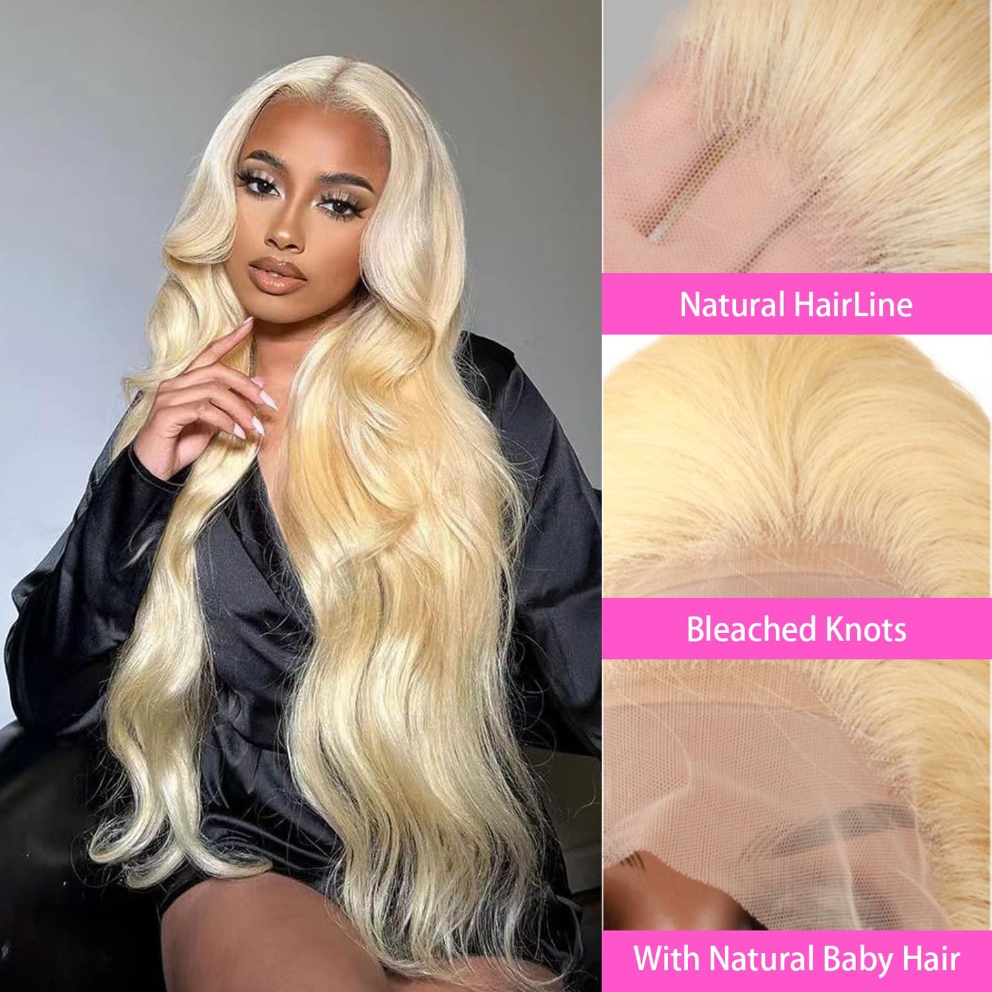 613 Lace Front Wig, Human Hair, 30 Inch, Body Wave, HD Lace Frontal Wig, Blonde, Pre-Plucked, Glueless, 180% Density, Natural Hairline