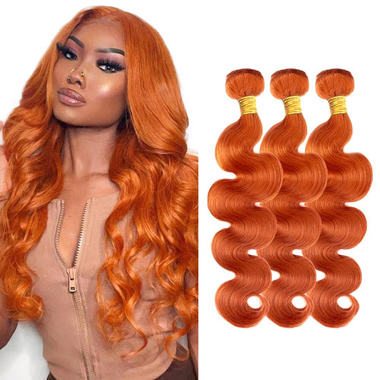 Ginger Bundles Human Hair 350 Body Wave Bundles Ginger Orange Human Hair Bundles 14 16 18 Inch 3 Bundles Double Weft Ginger Body Wave Hair Bundles