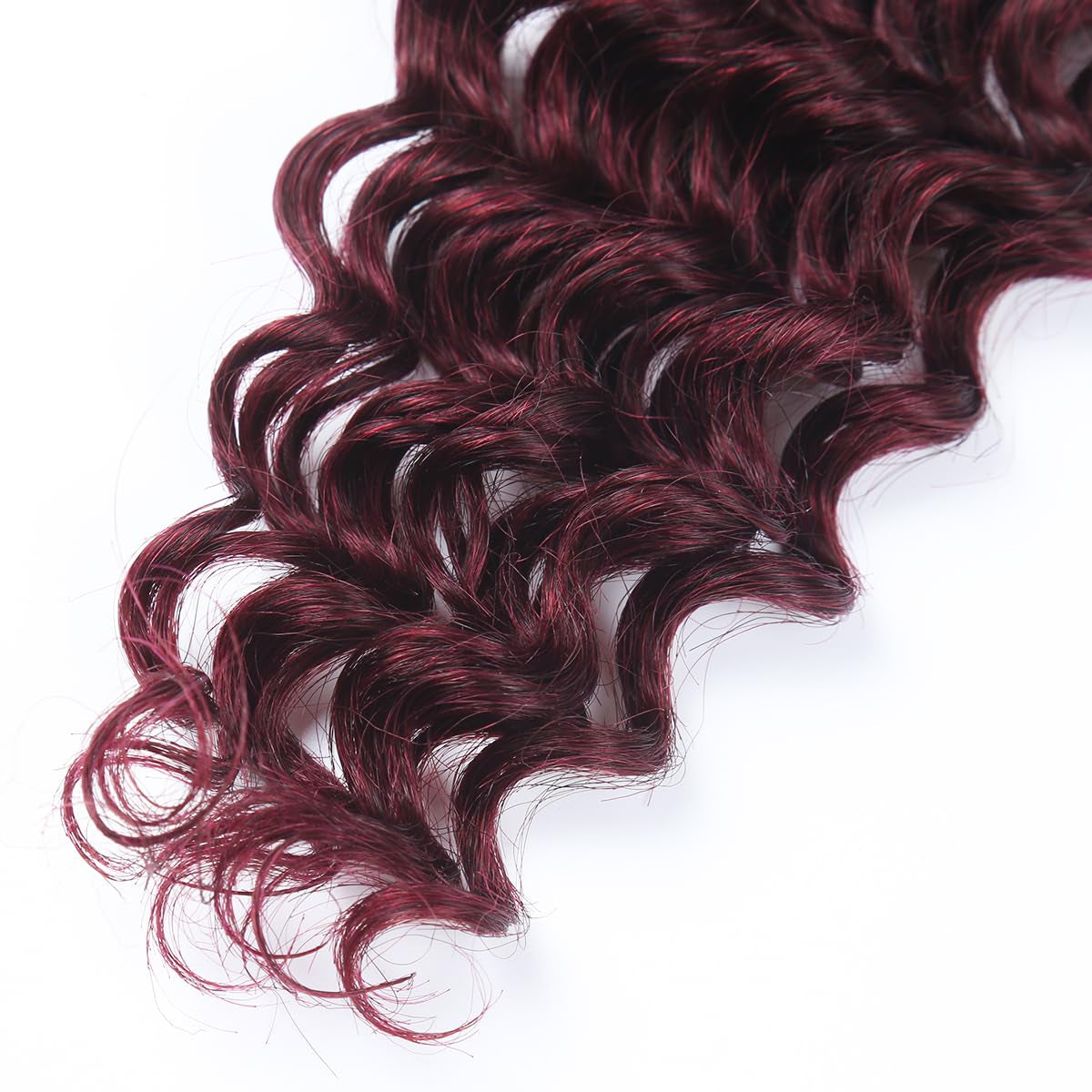 Human Braiding Hair for Boho Braids Deep Water Wave Curly Bulk Brazilian Virgin Hair Extensions for Micro Braiding Wet and Wavy 100G 18Inch Burgundy