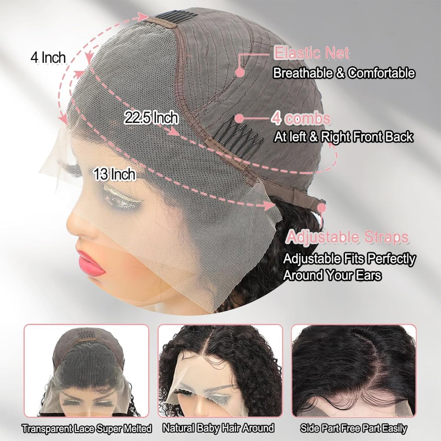 13X4 Body Wave Lace Front Wigs Human Hair Pre Plucked HD Transparent Lace Frontal Wigs Human Hair 180% Density Glueless Wigs Human Hair with Baby Hair for Women 28 Inch