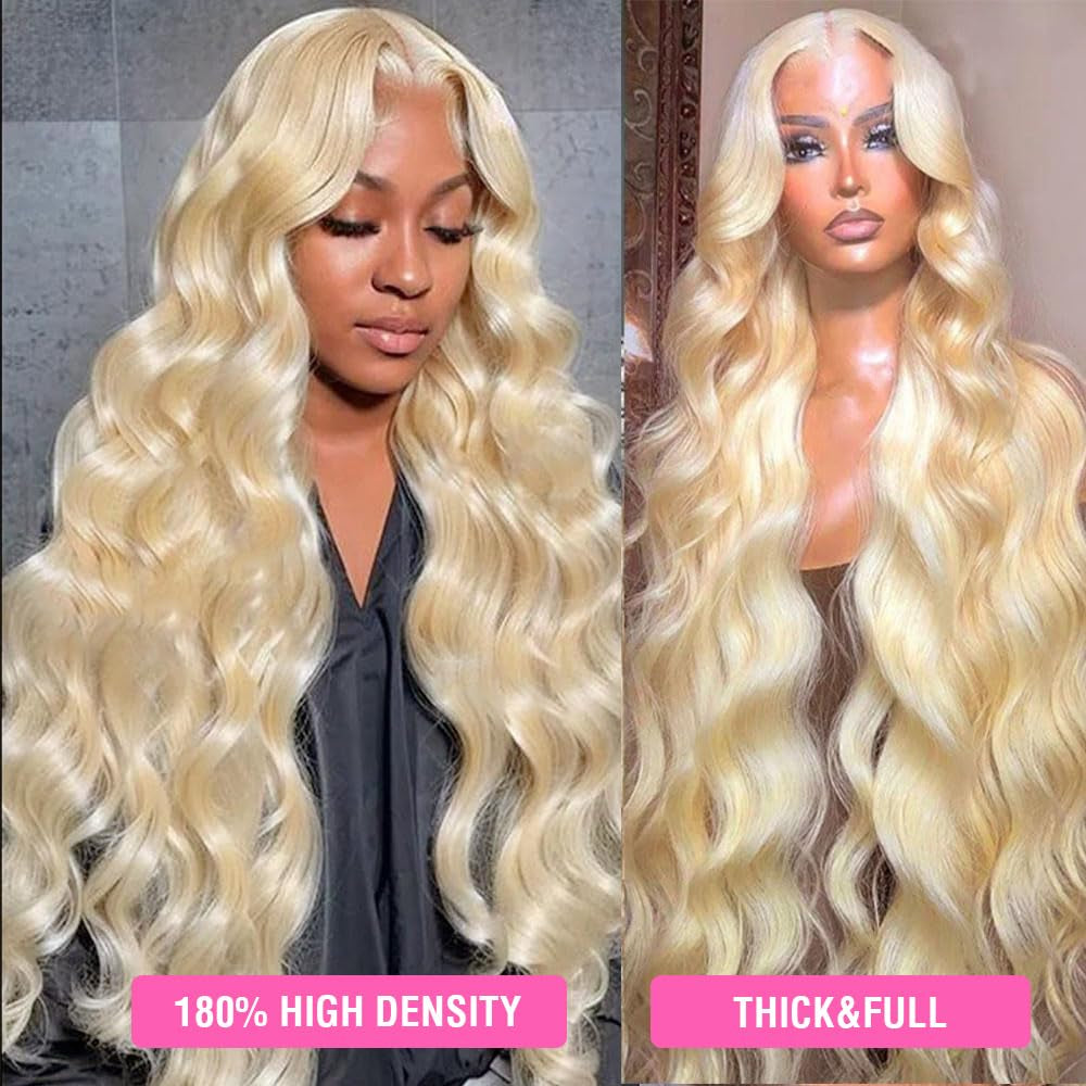 613 Lace Front Wig, Human Hair, 30 Inch, Body Wave, HD Lace Frontal Wig, Blonde, Pre-Plucked, Glueless, 180% Density, Natural Hairline