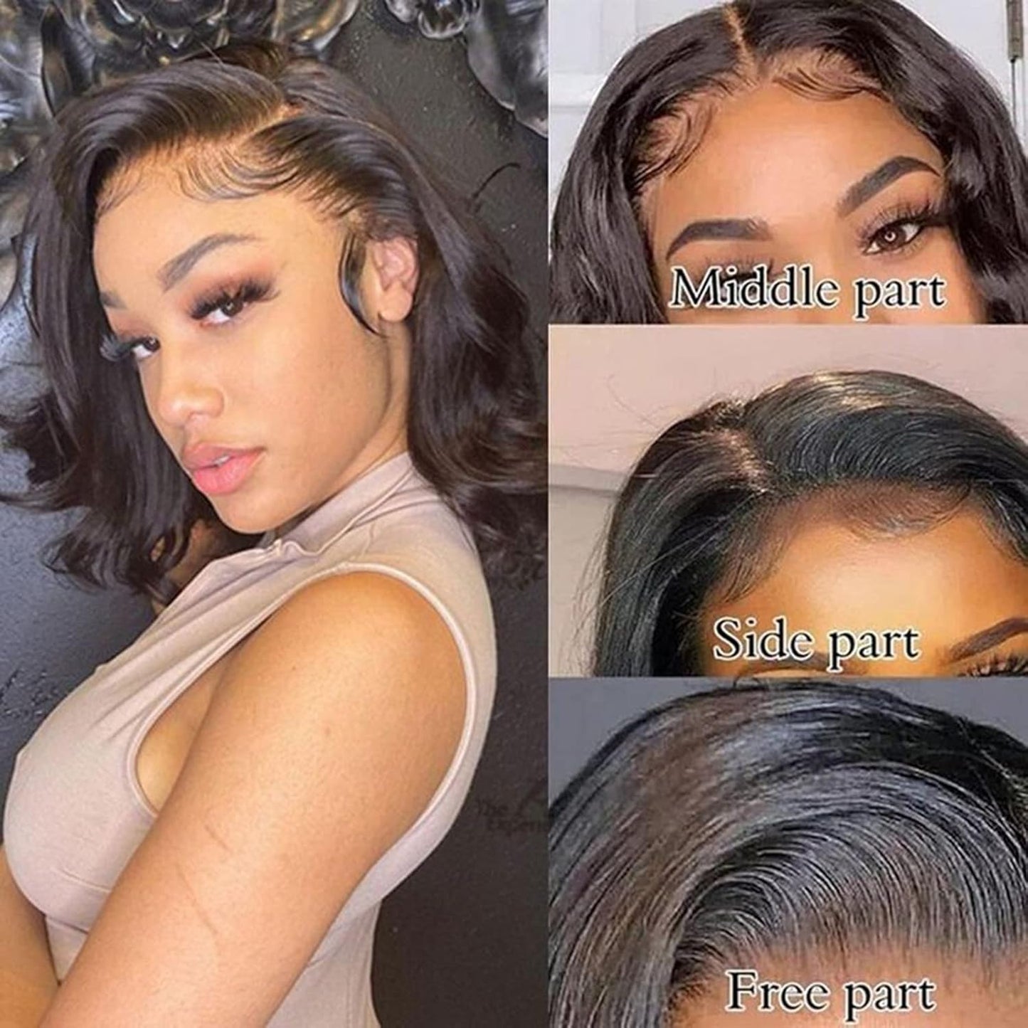 Body Wave HD Lace Front Wigs Human Hair Pre Plucked Glueless Short Wave Human Hair Wig 13X4 Body Wave Swiss Lace Front Wig Human Hair for Black Women 180% Density with Baby Hair Natural Color 16 Inch