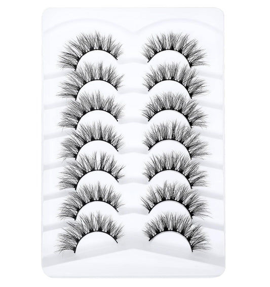 Lash Strips Cat Eye, 14 Pcs Wispy Cat Eye Lash Clusters, Strip Lashes Wispy, Faux Mink Lash Clusters, Reusable Cat Eyelashes, 3D Fluffy Natural Look Extensions for Women, Girls, Daily, Makeup