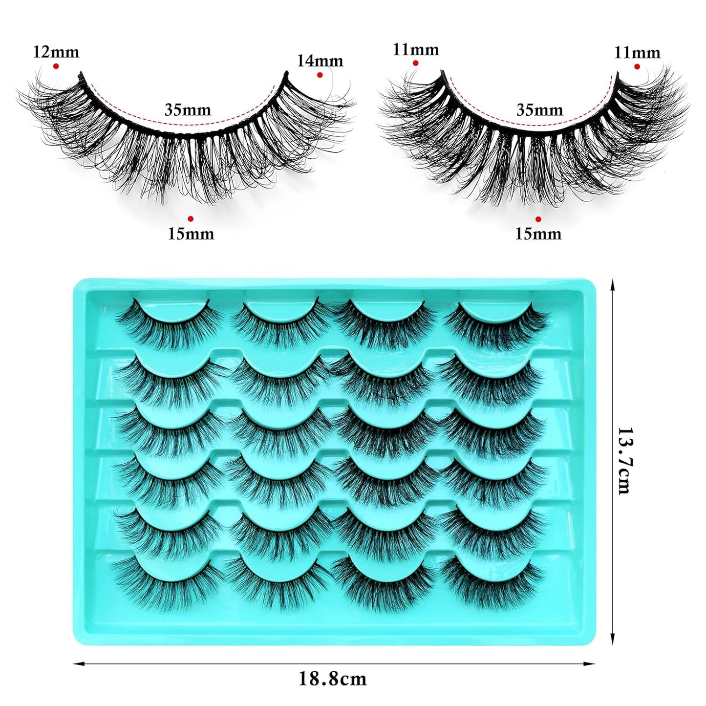 12 Pairs Faux Mink Lashes Wispy Lashes 8D Curl Volume False Eyelashes Flully Eye Lash Extesnion Fake Lashes 2 Style Pack Natural Look Fake Eyelash with Tweezers for Women Girls