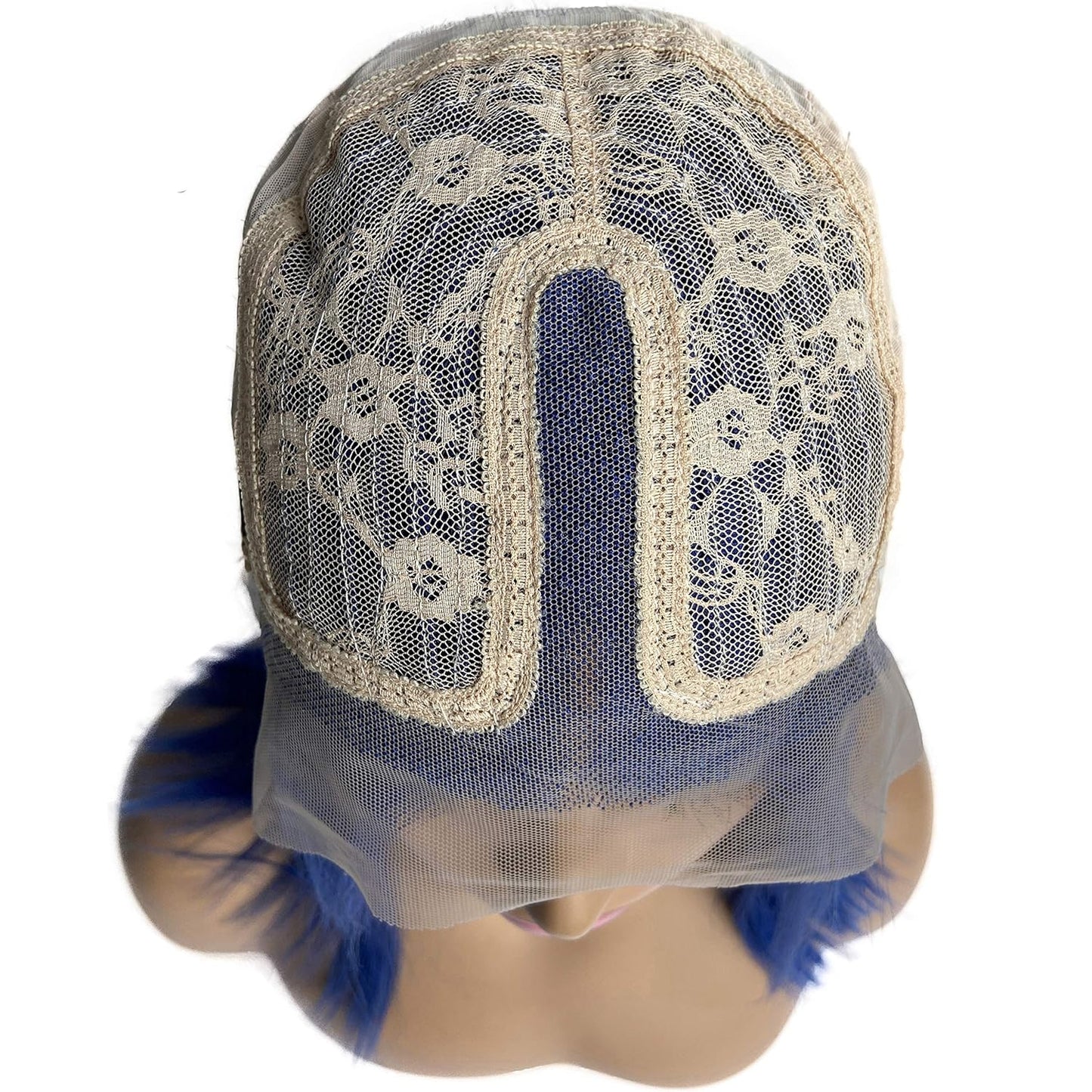 Human Hair Wigs Blue Lace Front Bob Wig Lace Part Wigs Middle T Part Glueless Blunt Cut Bob Wigs 13X4X1 Layered Short Bob Wig Brazilian Virgin Hair Straight for Women(12 Inch,150% Density)