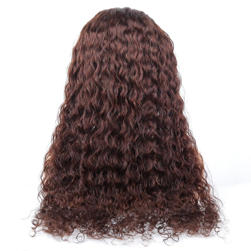 Water Wave 5X5 Lace Closure Glueless Wigs Human Hair 26 Inch Reddish Brown 180% Density Brazilian Hair Wet and Wavy HD Lace Closure Wigs Curly Lace Front Wigs Pre Plucked with Baby Hair