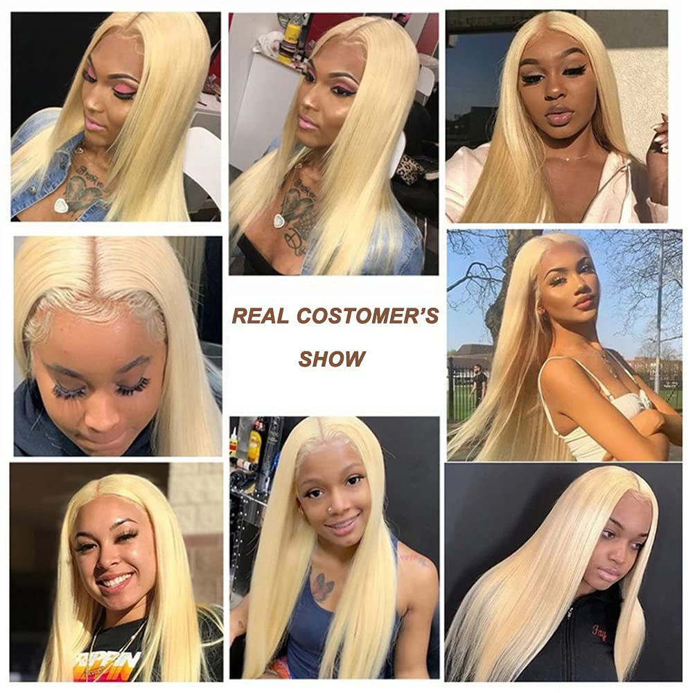 613 Lace Front Wig Human Hair 13X1 Lace Front Wig 24Inch 613 Frontal Wig Human Hair Pre Plucked with Baby Hair Brazilian Virgin Straight Lace Front Wigs for Women