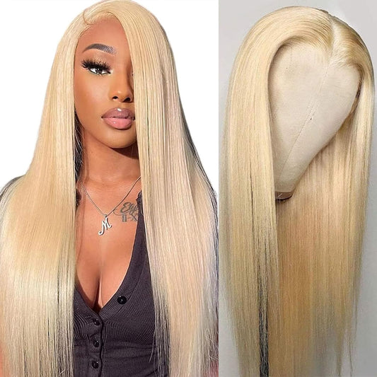 613 Lace Front Wig Human Hair 13X4 HD Transparent Lace Front Wigs Human Hair 180% Density Blonde Glueless Wigs Human Hair 613 HD Straight Lace Frontal Wigs Human Hair Pre Plucked (34 INCH)