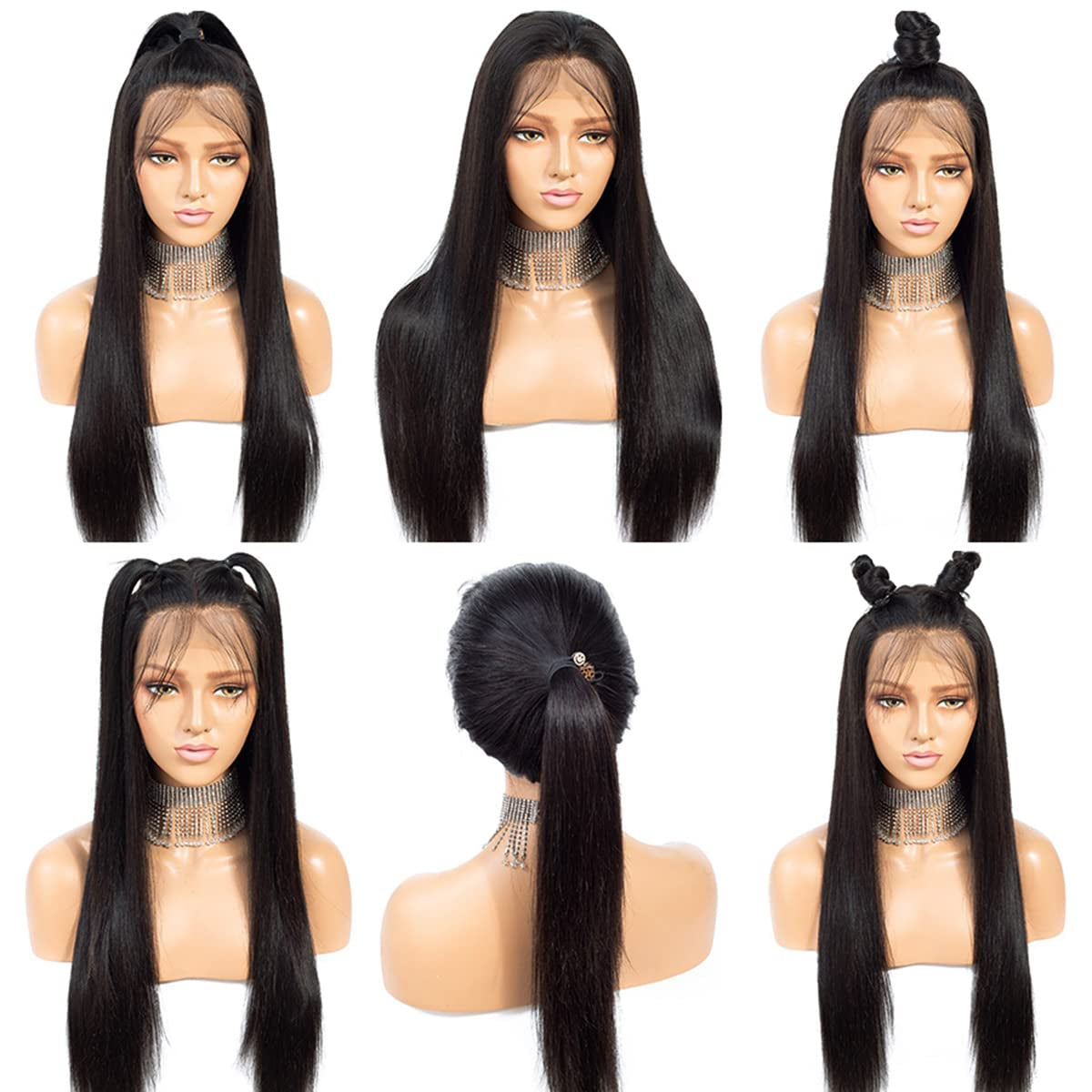 Lace Front Wigs Human Hair for Black Women, 24 Inch 150% Density Brazilian Straight Virgin Human Hair Lace Front Wig with Baby Hair Pre Plucked Hairline Natural Color Free Part