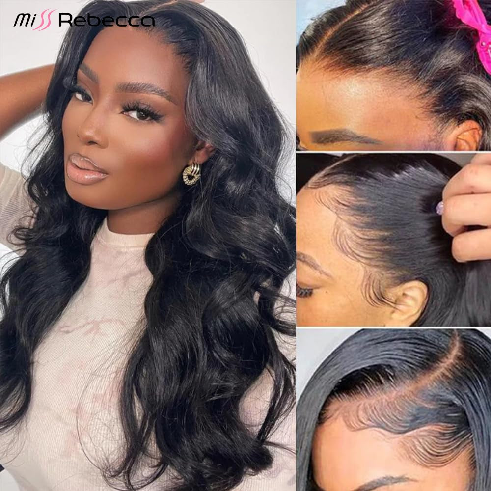 Body Wave Lace Front Wigs Human Hair Glueless HD Lace Front Wig Pre Plucked 13X4X4 Lace Closure Wigs Human Hair Wigs for Black Women (20 Inch Natural Black)