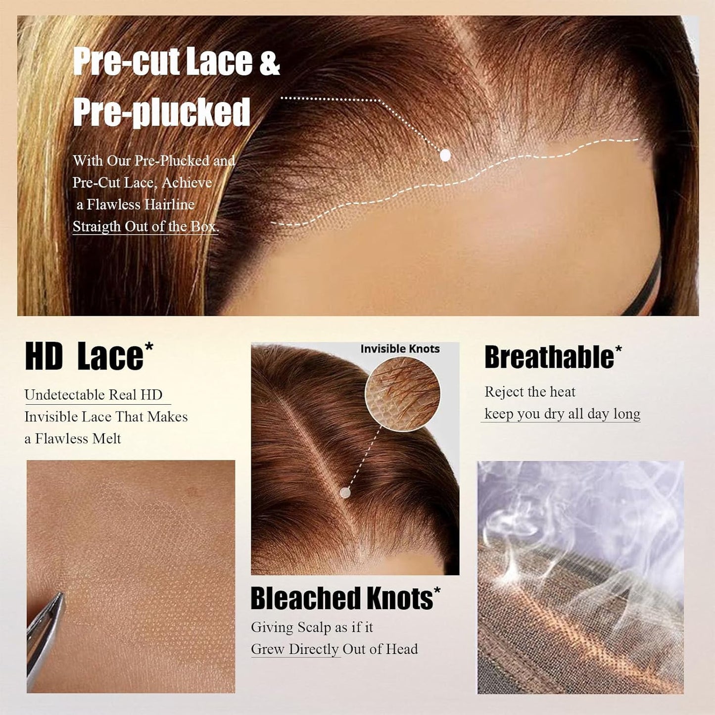 Bob Wig Human Hair Glueless Wigs Human Hair Pre Plucked Pre Cut 4# Brown Human Hair Wear and Go Glueless Wig Water Wave Lace Front Wigs for Black Women 14Inch