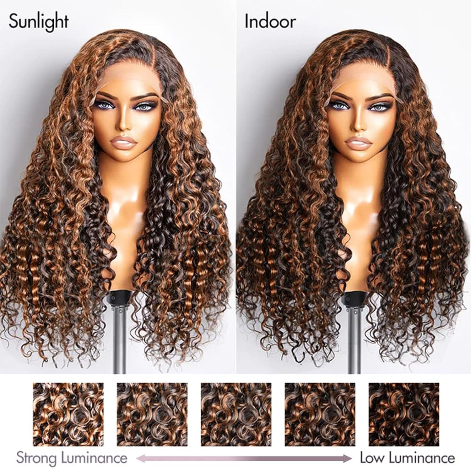 Human Hair Wig 5X5 Highlight P1B30 Brown Water Wave Lace Front Wigs Human Hair Dark Brown Water Wave Human Hair Wig 200% Density