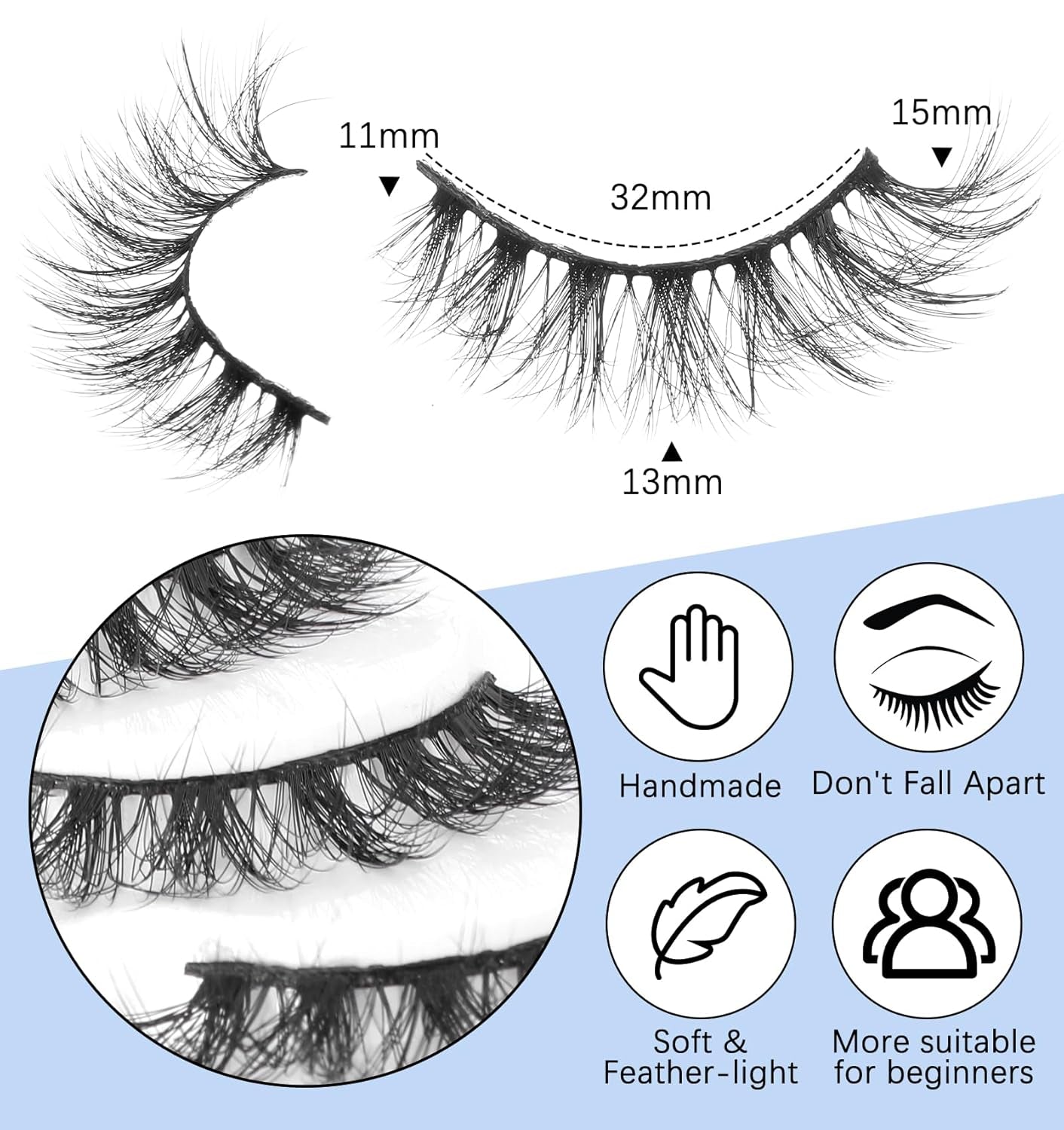 Lash Strips Cat Eye, 14 Pcs Wispy Cat Eye Lash Clusters, Strip Lashes Wispy, Faux Mink Lash Clusters, Reusable Cat Eyelashes, 3D Fluffy Natural Look Extensions for Women, Girls, Daily, Makeup