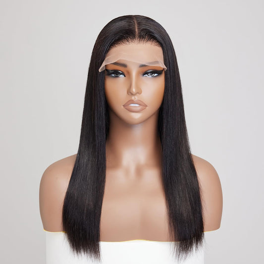 16 Inch Straight Lace Front Wigs Human Hair 5X5 HD Transparent Lace Front Wigs Human Hair 180 Density Glueless Wigs Human Hair Natural Color