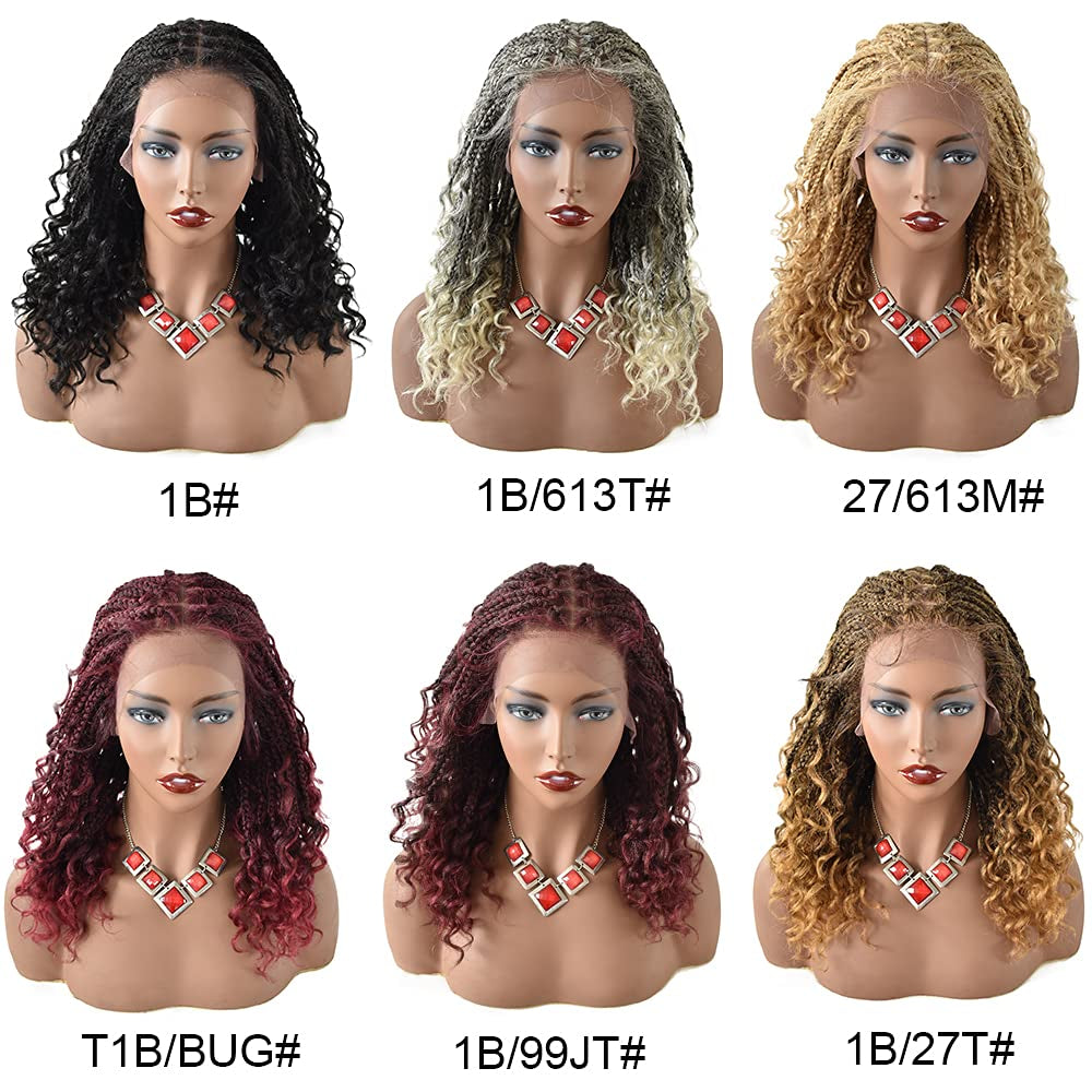 Braided Wigs for Black Women HD Lace Front Braided Wigs Knotless Box Braid Wigs Premium Kanekalon Synthetic Braid Wig with Baby Hair Handmade Micro Cornrow Braided Wig (#1B/613)