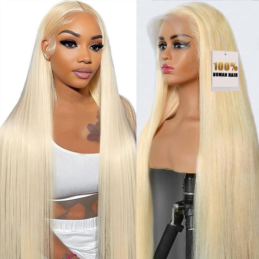 200% Density 613 Blonde Wig, 100% Human Hair, [2-Year Life], 18 Inch 13X4 HD Straight Lace Front Wigs Human Hair Pre Plucked for Women with Baby Hair, Free Part