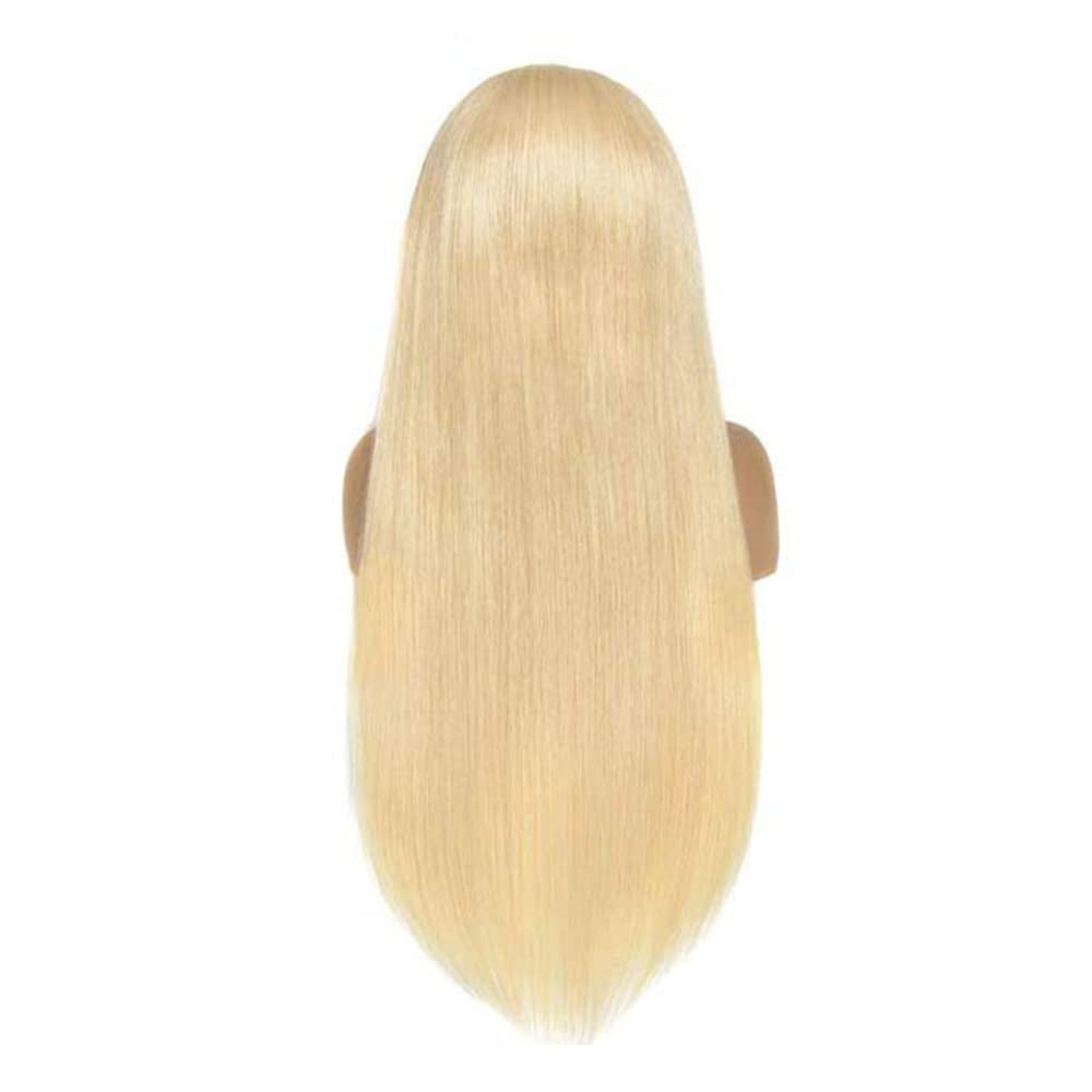 Blonde Headband Wig Straight Human Hair Headband Wig Blonde None Lace Front Straight Wigs for Black Women Brazilian Remy Hair Machine Made Headband Half Wigs 613 130% Density 24 Inch