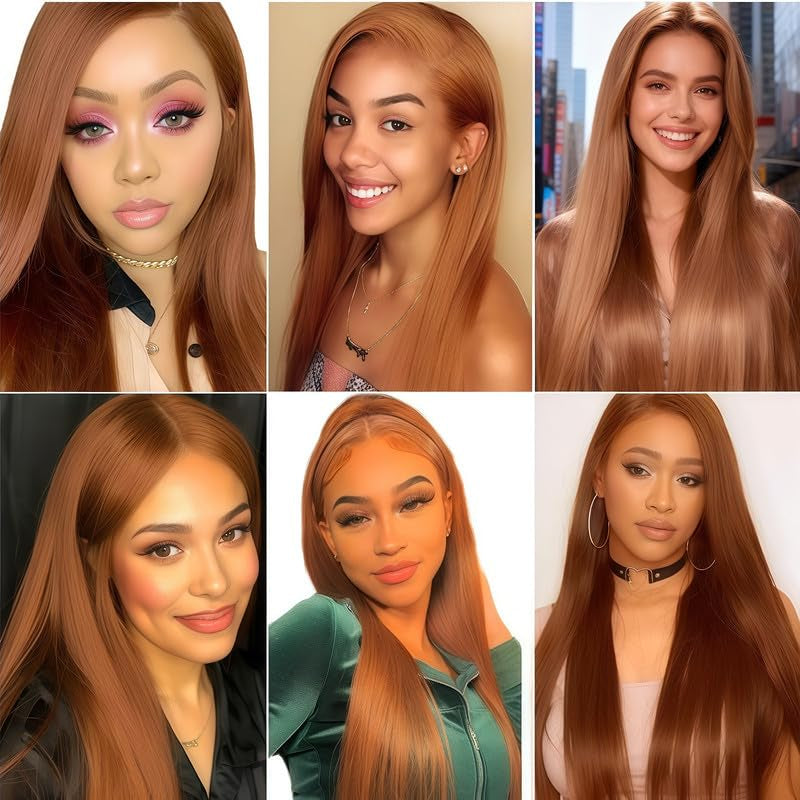 12A Light Brown Straight Human Hair Bundles 18 20 22 Inch Double Weft Brazilian Straight Human Hair Extensions for Black Women 3 Bundles 30 Color