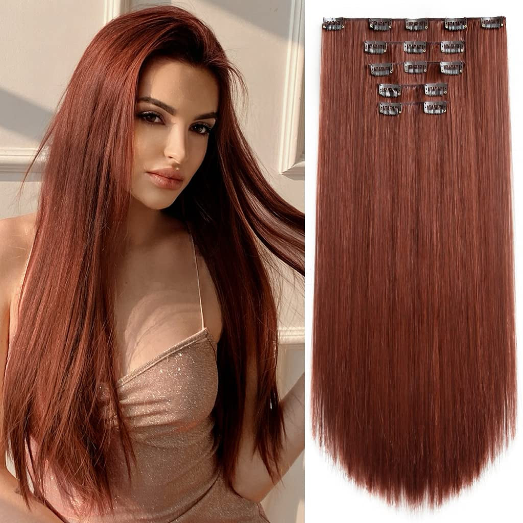 Hair Extensions Auburn Clip in Extension Straight Invisible 22" Long Synthetic Thick Clips on Red Hairpieces for Women 5PCS Black Curly Wavy 18" Cheap Brown Blonde Natural Full Head 5 Oz