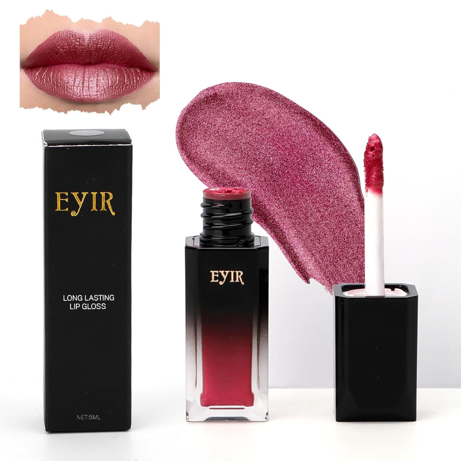 Glitter Lip Gloss - Shimmer Lip Gloss Matte, Long Lasting Lip Gloss, Diamond Liquid Lip Gloss for Women(5Ml, 01 Pink Rose)