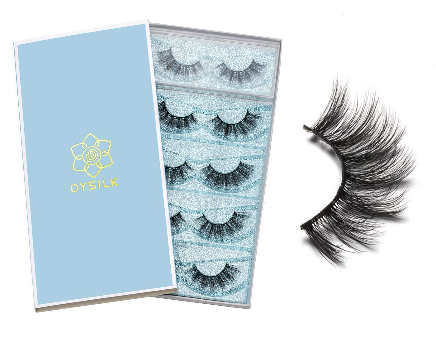 Lashes False Eyelashes - Eye Lashes Mink Lashes 5 Pairs 6D Lashes Pack Fluffy Lashes Fake Eye Lashes Natural Look Wispy Eyelashes Strip Lash Faux False Eyelashes Extensions Kit | 001-15Mm