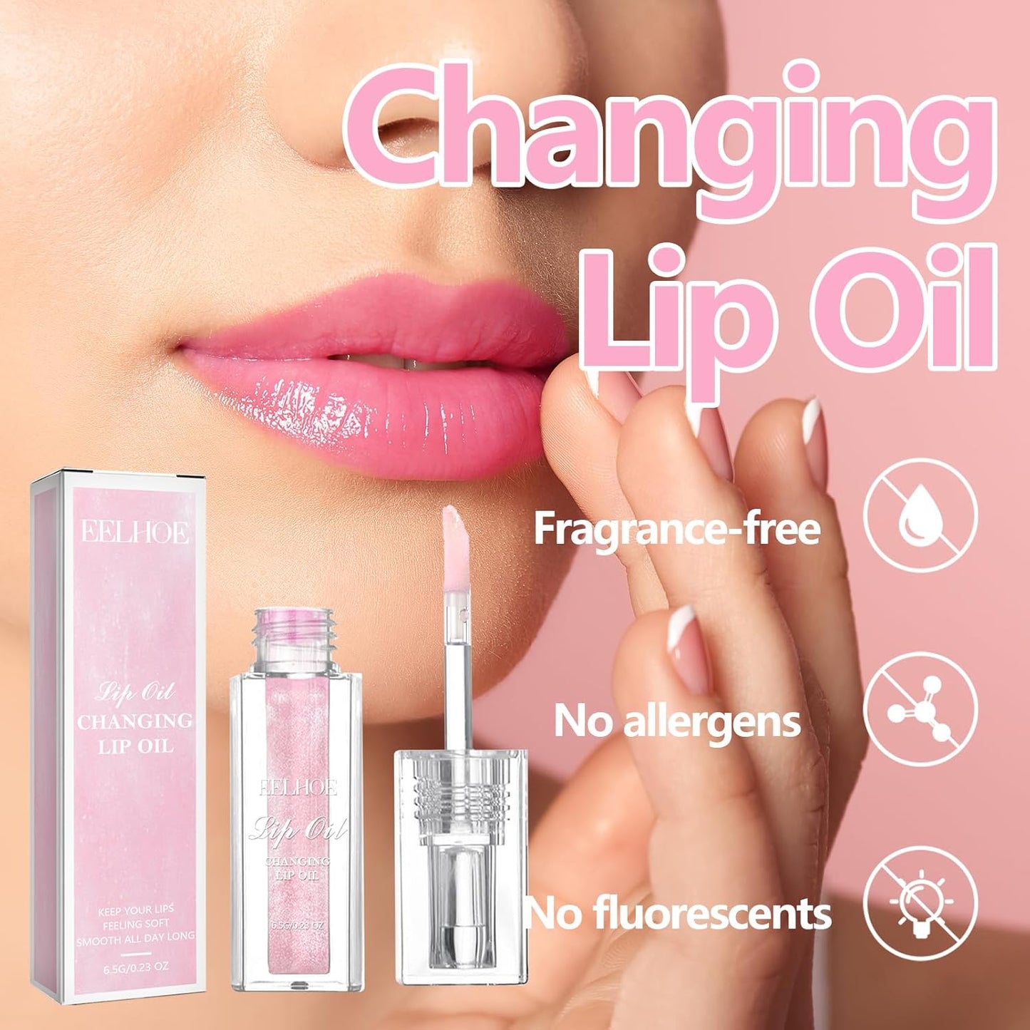 Color Changing Lip Oil, Magic Hydrating Glimmer Lip Gloss Balm, Transparent Plumping Lip Oil Tinted for Long Lasting Moisturizing Non-Sticky Fresh Texture Lip Oil - 1Pcs