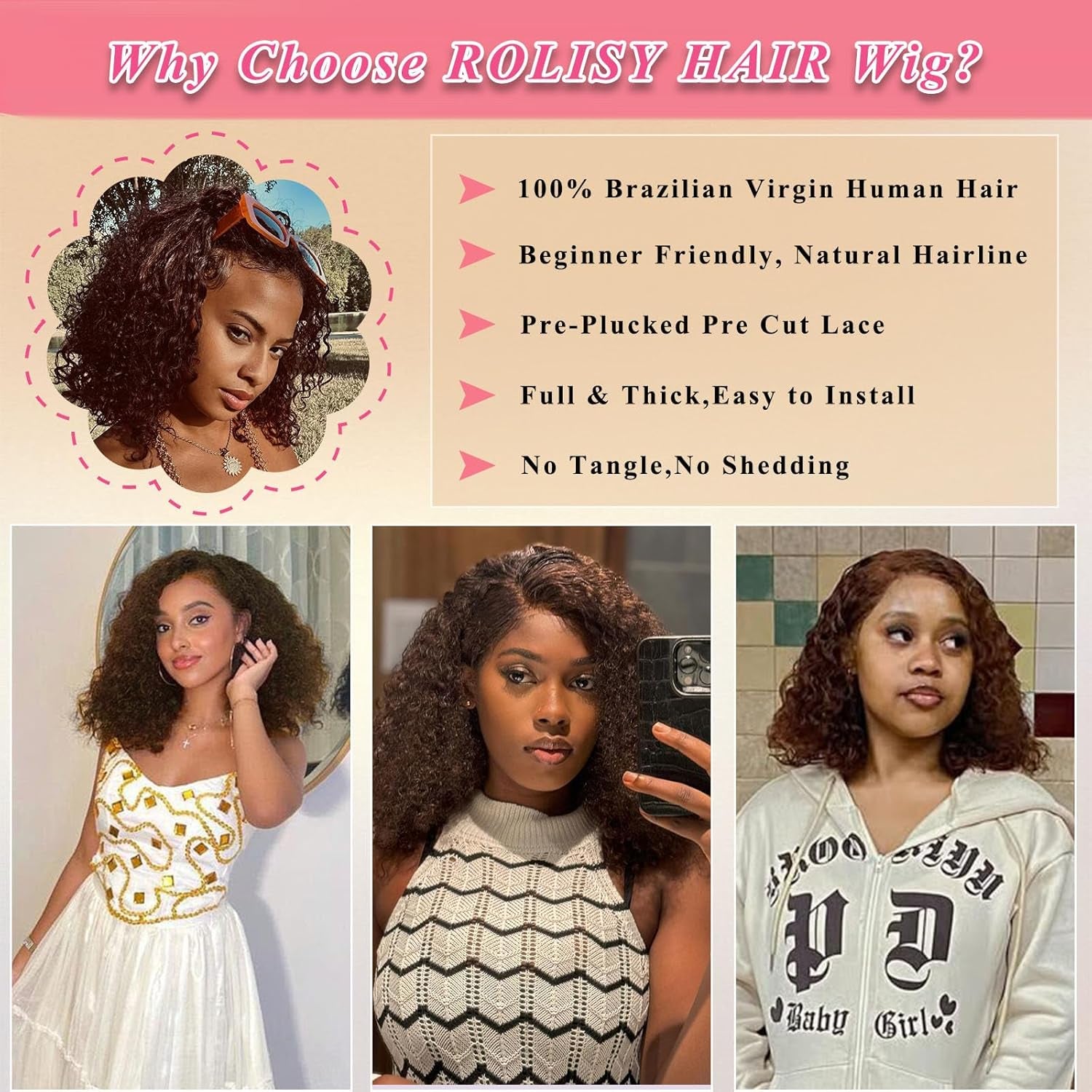 Bob Wig Human Hair Glueless Wigs Human Hair Pre Plucked Pre Cut 4# Brown Human Hair Wear and Go Glueless Wig Water Wave Lace Front Wigs for Black Women 14Inch