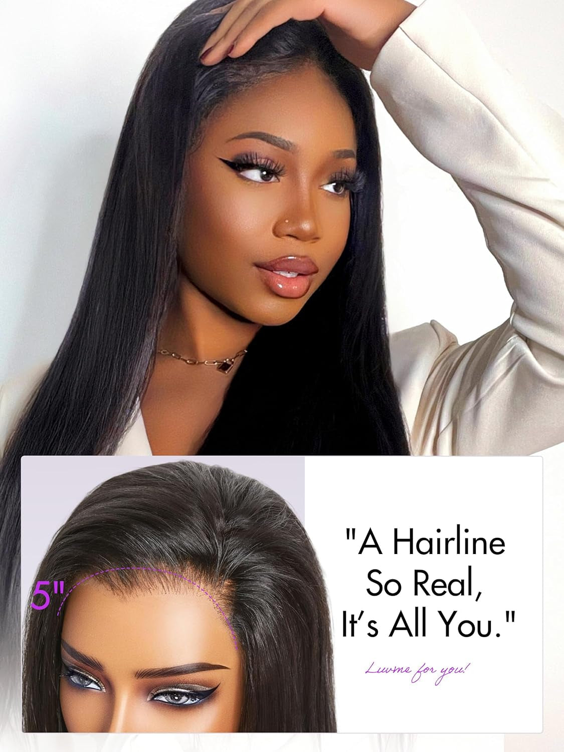 All-Day Comfort™ 5X5 Lace Front Wigs Straight Human Hair Glueless Wigs Pre Plucked Pre Cut Long Black Wig Lace Closure Wigs Frontal Wig Human Hair