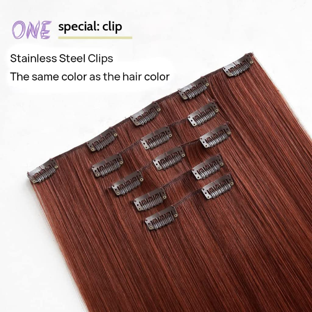 Hair Extensions Auburn Clip in Extension Straight Invisible 22" Long Synthetic Thick Clips on Red Hairpieces for Women 5PCS Black Curly Wavy 18" Cheap Brown Blonde Natural Full Head 5 Oz