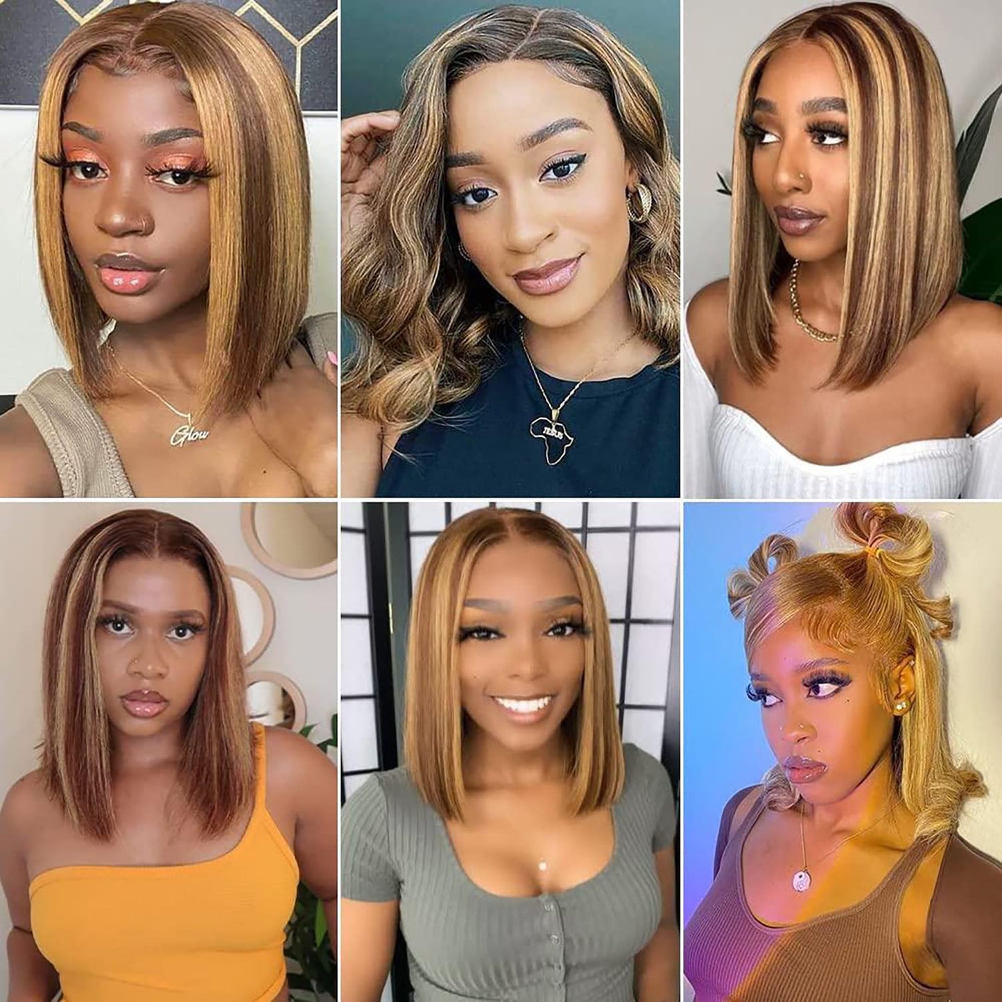 Bob Wig Human Hair Highlight Bob Lace Front Wigs Human Hair Ombre Bob Wigs for Women 4/27 13X4 Frontal Bob Wigs Human Hair Pre Plucked
