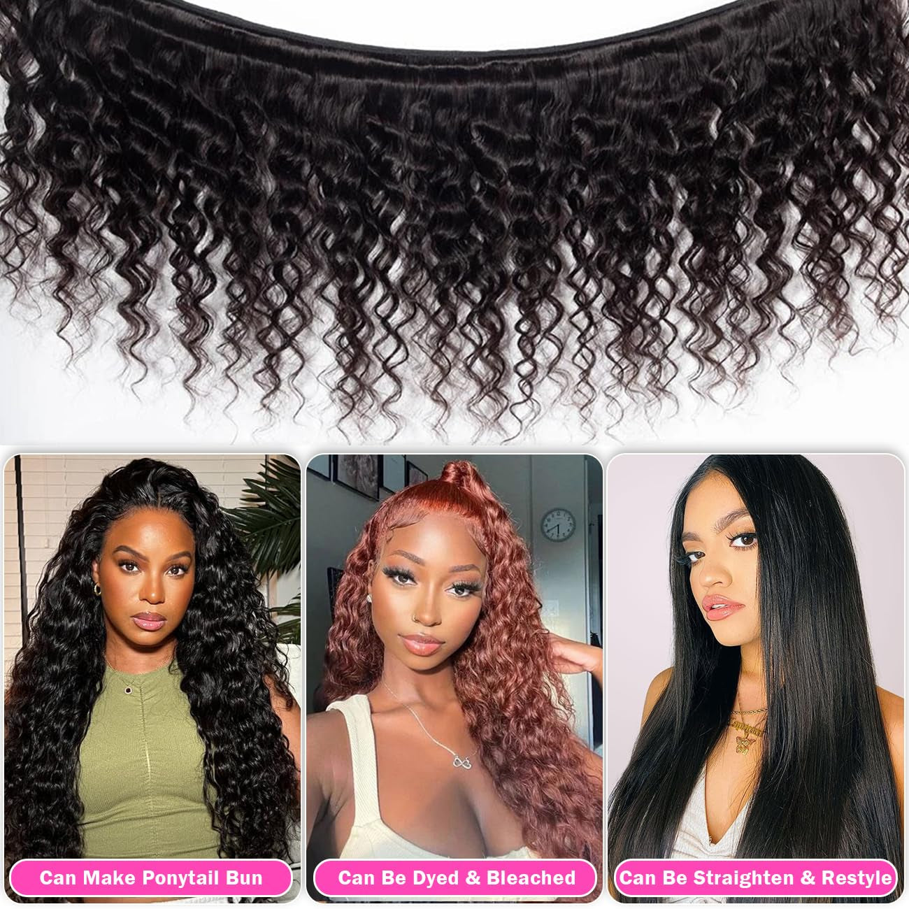 Loose Deep Bundles Human Hair 30 Inch Loose Deep Human Hair Bundles Wet and Wavy Human Hair Weave 1 Bundles Brazilian Loose Deep Unprocessed Virgin Human Hair Bundles Natural Color 100G/Bundle