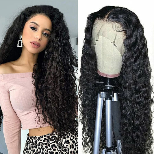 Water Wave Lace Front Wigs Human Hair 13X4 Glueless Lace Frontal Wigs Human Hair Wigs for Women 150% Density Wet and Wavy Lace Front Wigs Human Hair Pre Plucked with Baby Hair Natural Color 16Inch