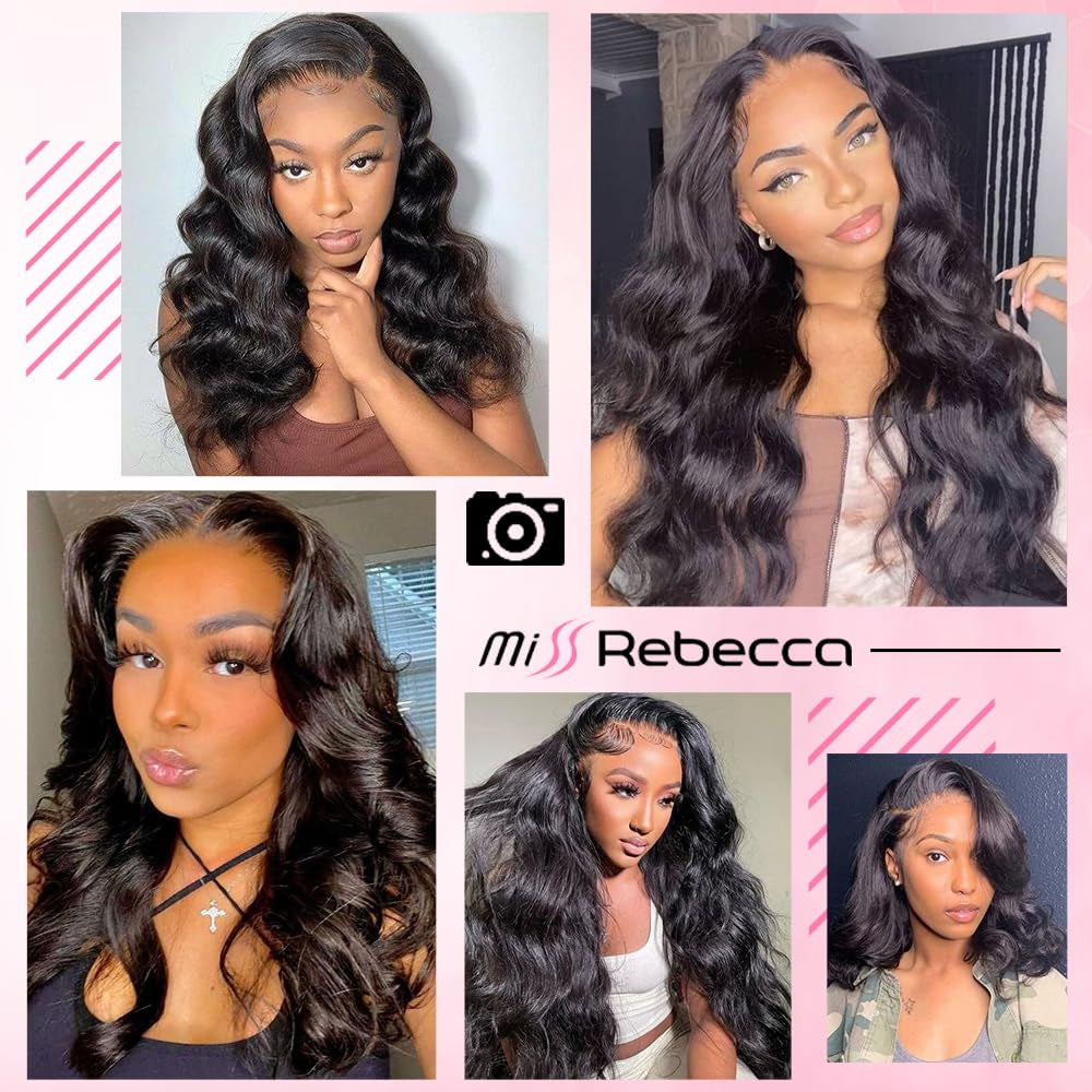 Body Wave Lace Front Wigs Human Hair Glueless HD Lace Front Wig Pre Plucked 13X4X4 Lace Closure Wigs Human Hair Wigs for Black Women (20 Inch Natural Black)
