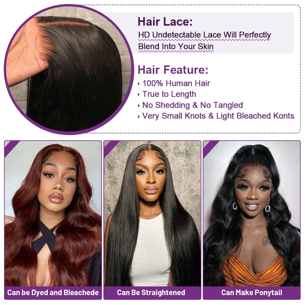 Wear and Go Glueless Wigs Human Hair Pre Plucked Pre Cut 5X5 HD Lace Closure Wigs Human Hair Ready to Wear Body Wave Lace Front Glueless Wig for Black Women 34 Inch