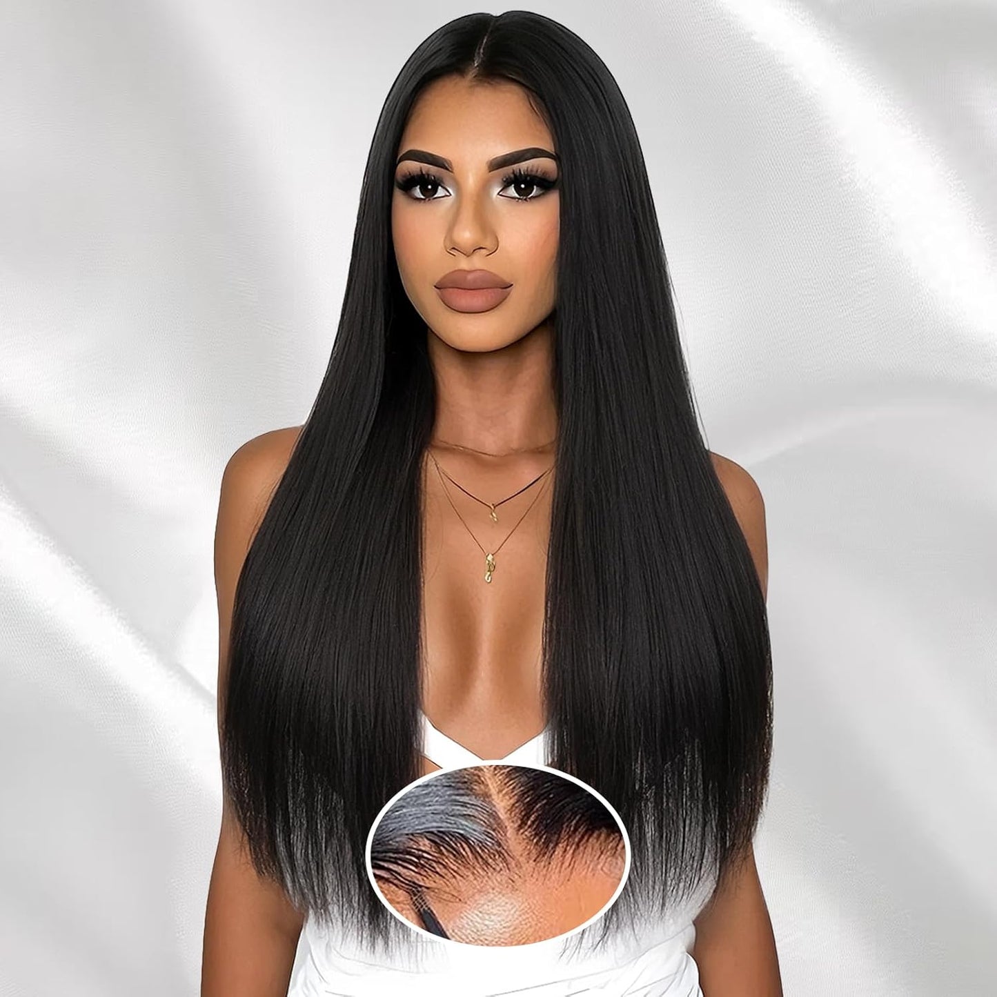 Glueless Wigs Human Hair Pre Plucked Pre Cut 7X4 Straight Lace Front Wigs Human Hair Closure Wigs Human Hair 180% Density Lace Front Wigs for Women 28 Inch