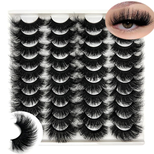 Mink Lashes Fluffy Wispy 20Mm 3D Volume Full Dramatic Faux Mink D Curl Long Strip Lashes Pack 25 Mm Big Cat Eye False Eyelashes