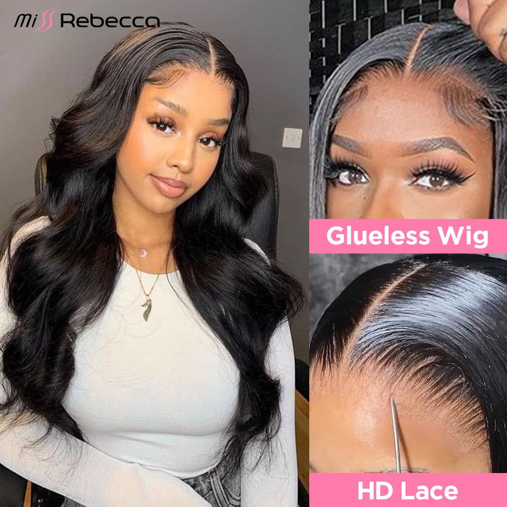 Body Wave Lace Front Wigs Human Hair Glueless HD Lace Front Wig Pre Plucked 13X4X4 Lace Closure Wigs Human Hair Wigs for Black Women (20 Inch Natural Black)