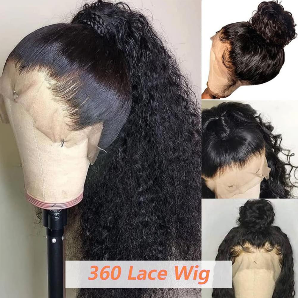 HD 360 Lace Front Wigs Human Hair Pre Plucked Full Lace Wigs for Black Women Human Hair Frontal Wig Human Hair 180 Density Deep Wave 18 Inch 360 Wig Full Lace 360 Wig