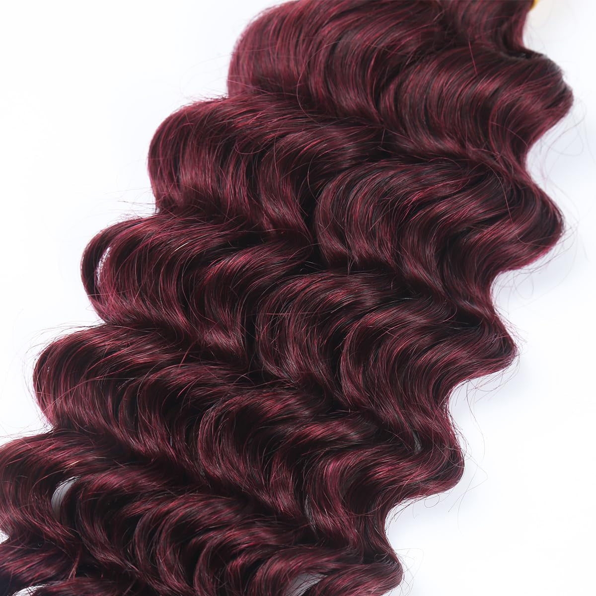 Human Braiding Hair for Boho Braids Deep Water Wave Curly Bulk Brazilian Virgin Hair Extensions for Micro Braiding Wet and Wavy 100G 18Inch Burgundy