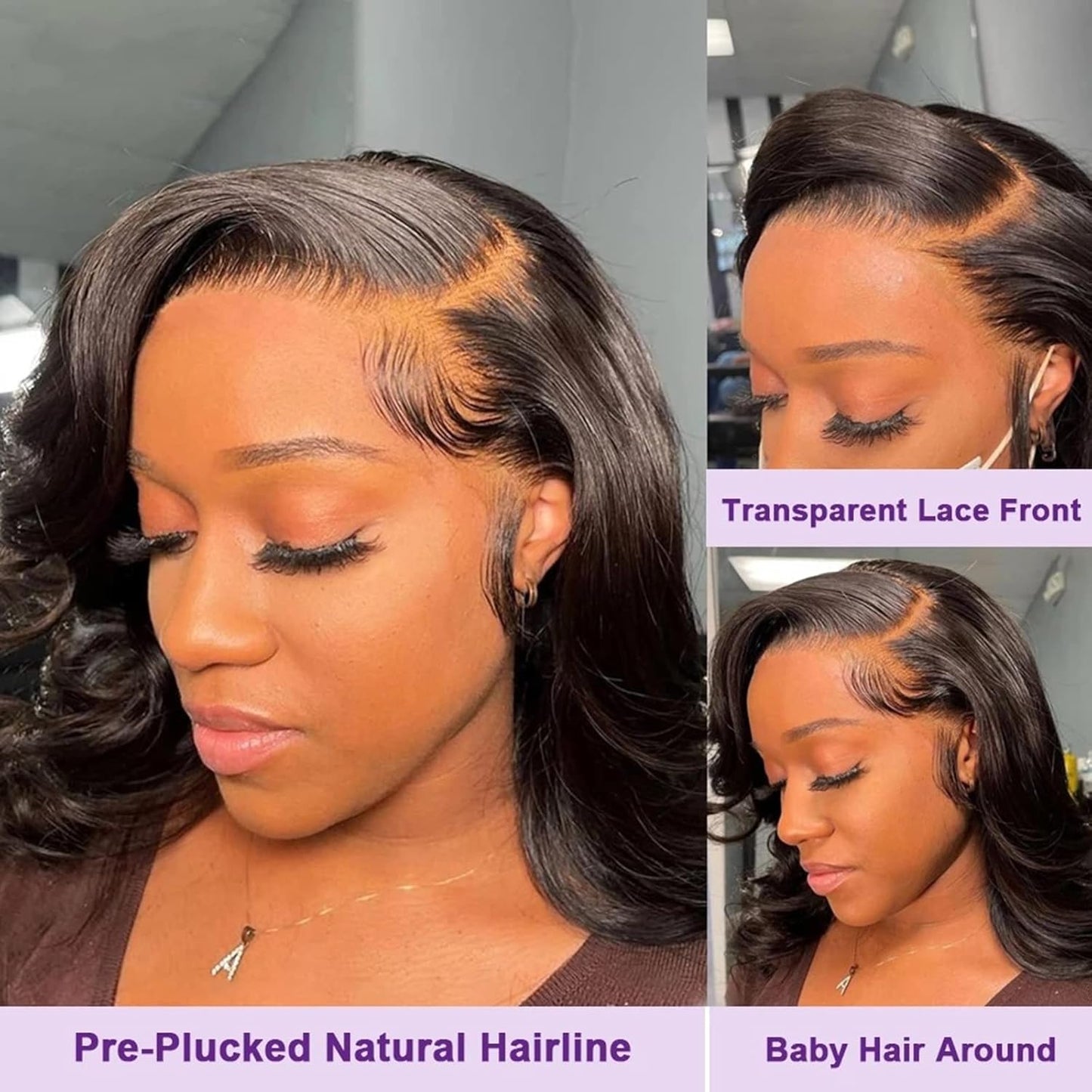 Body Wave HD Lace Front Wigs Human Hair Pre Plucked Glueless Short Wave Human Hair Wig 13X4 Body Wave Swiss Lace Front Wig Human Hair for Black Women 180% Density with Baby Hair Natural Color 16 Inch