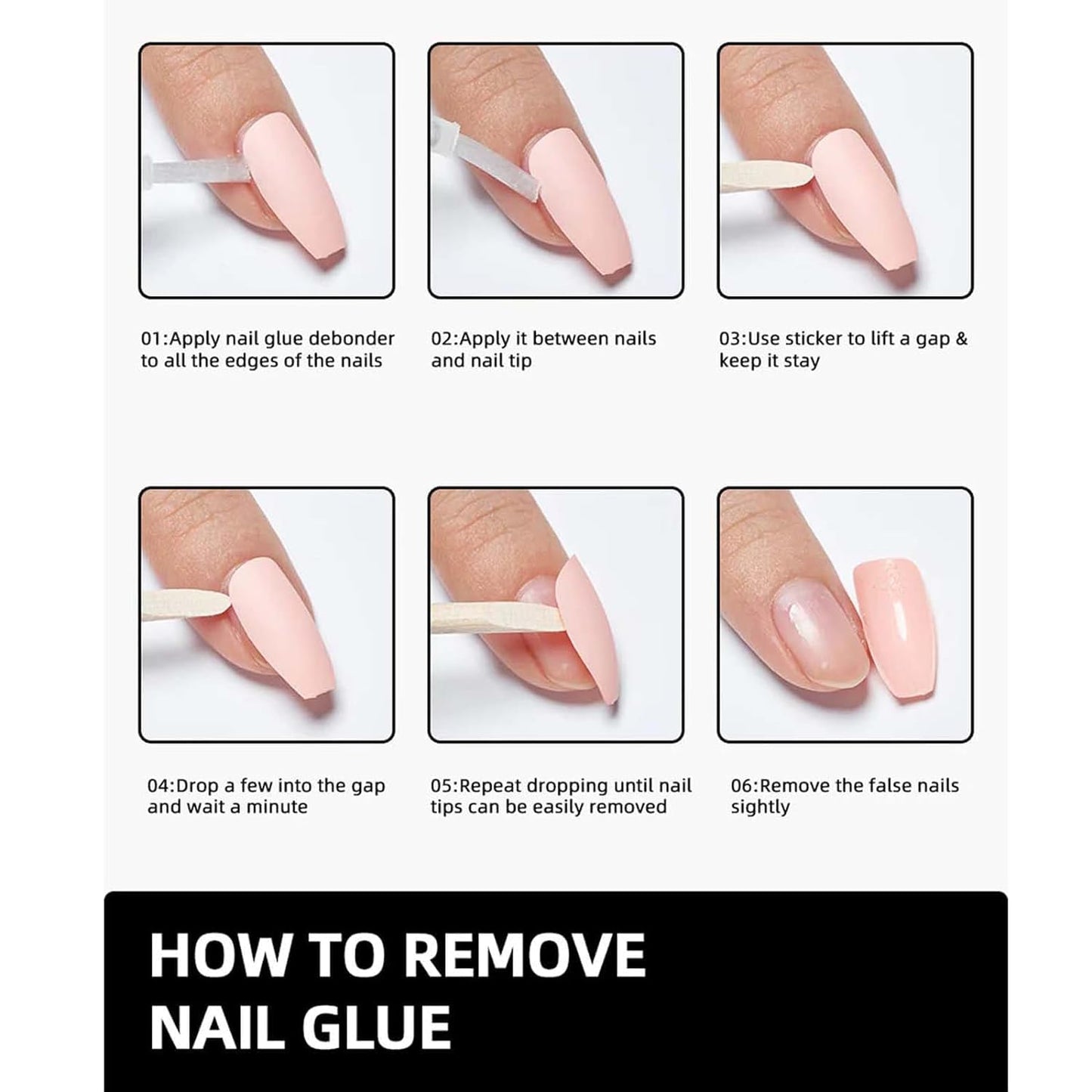 Nail Glue Remover for Press on Nails, 2 Pcs 15ML False Nails Tip Debonder Easy to Remove Glue on Nail Tips, Stick on Nail Remover for Acrylic Tips, Nail Polish Remover