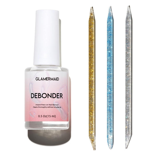 Nail Glue Remover for Press on Nails, 2 Pcs 15ML False Nails Tip Debonder Easy to Remove Glue on Nail Tips, Stick on Nail Remover for Acrylic Tips, Nail Polish Remover