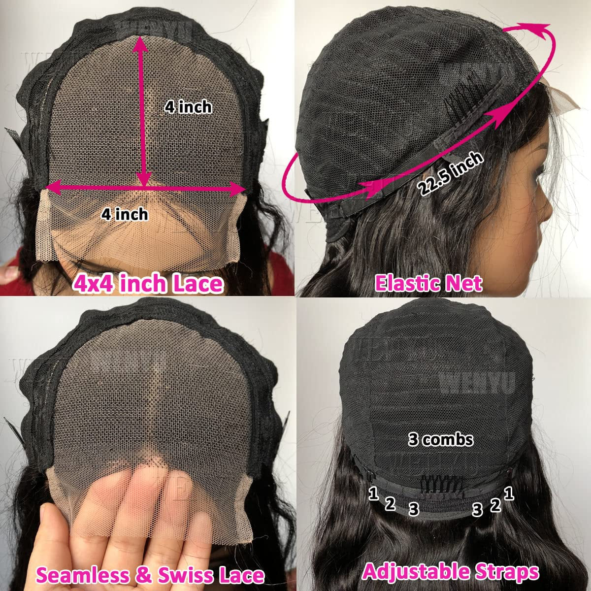 Lace Front Wigs Human Hair Body Wave 4X4 Lace Closure Wigs Human Hair Wigs for Black Women Human Hair Pre Plucked with Baby Hair Brazilian Body Wave 4X4 Lace Front Wigs Human Hair