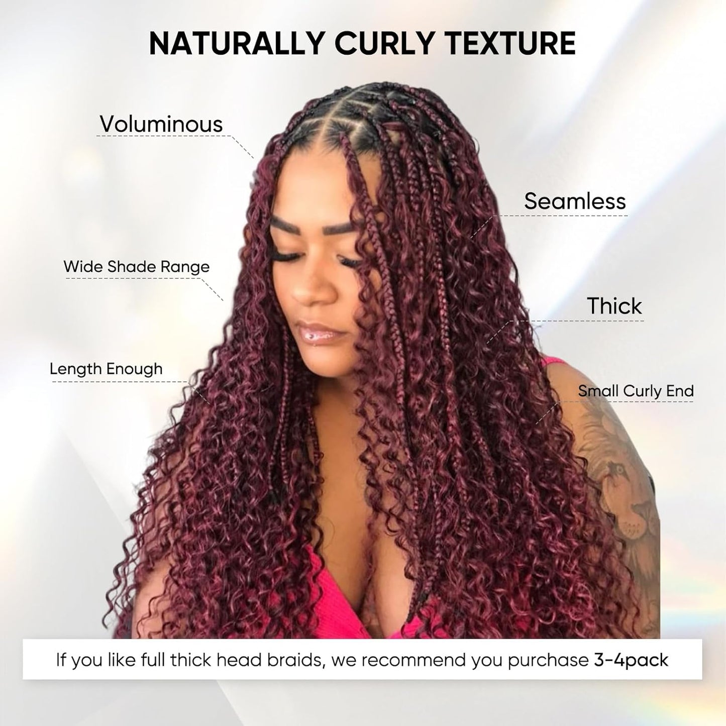 99J Burgundy Human Braiding Hair 29 Inch Deep Wave No Weft Curly Bundles Human Hair Extensions for Boho Knotless Braids Wet and Wavy (99J)