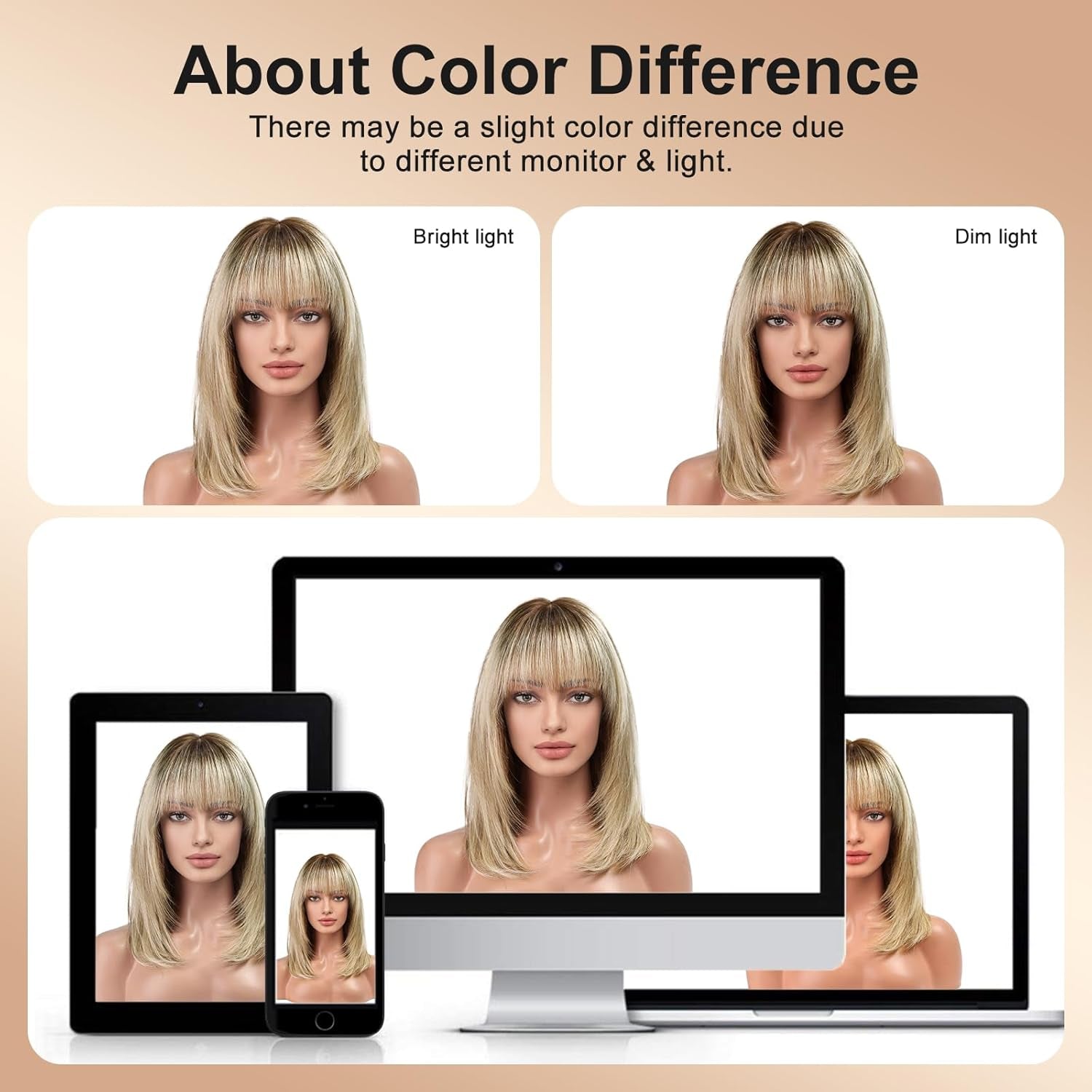 16 Inch Human Hair Wigs for Women,Layered Straight Hair Wig with Bangs,Wear Natural Realism,Real Hair Wigs