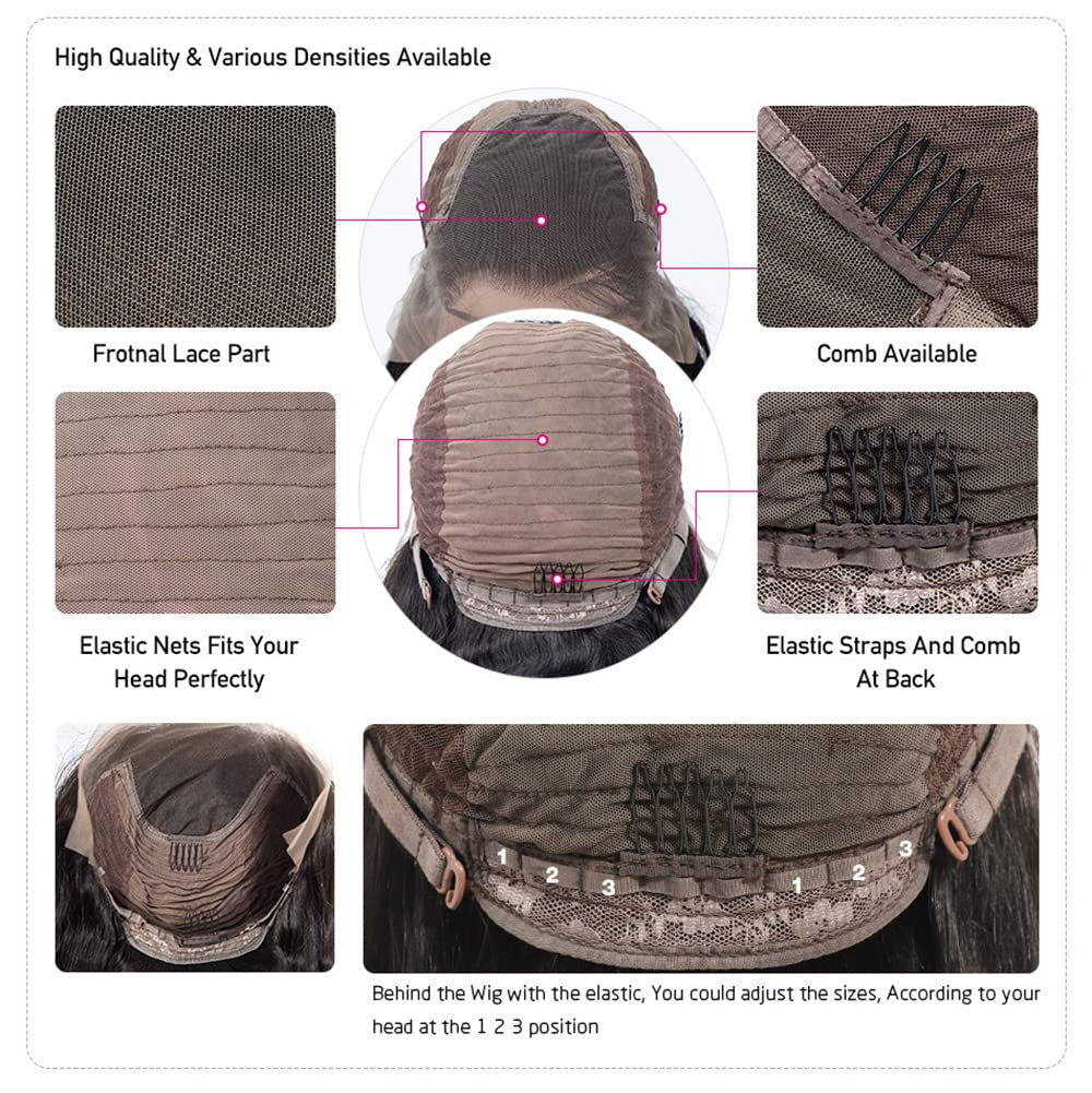 Lace Front Wigs Human Hair for Black Women, 24 Inch 150% Density Brazilian Straight Virgin Human Hair Lace Front Wig with Baby Hair Pre Plucked Hairline Natural Color Free Part