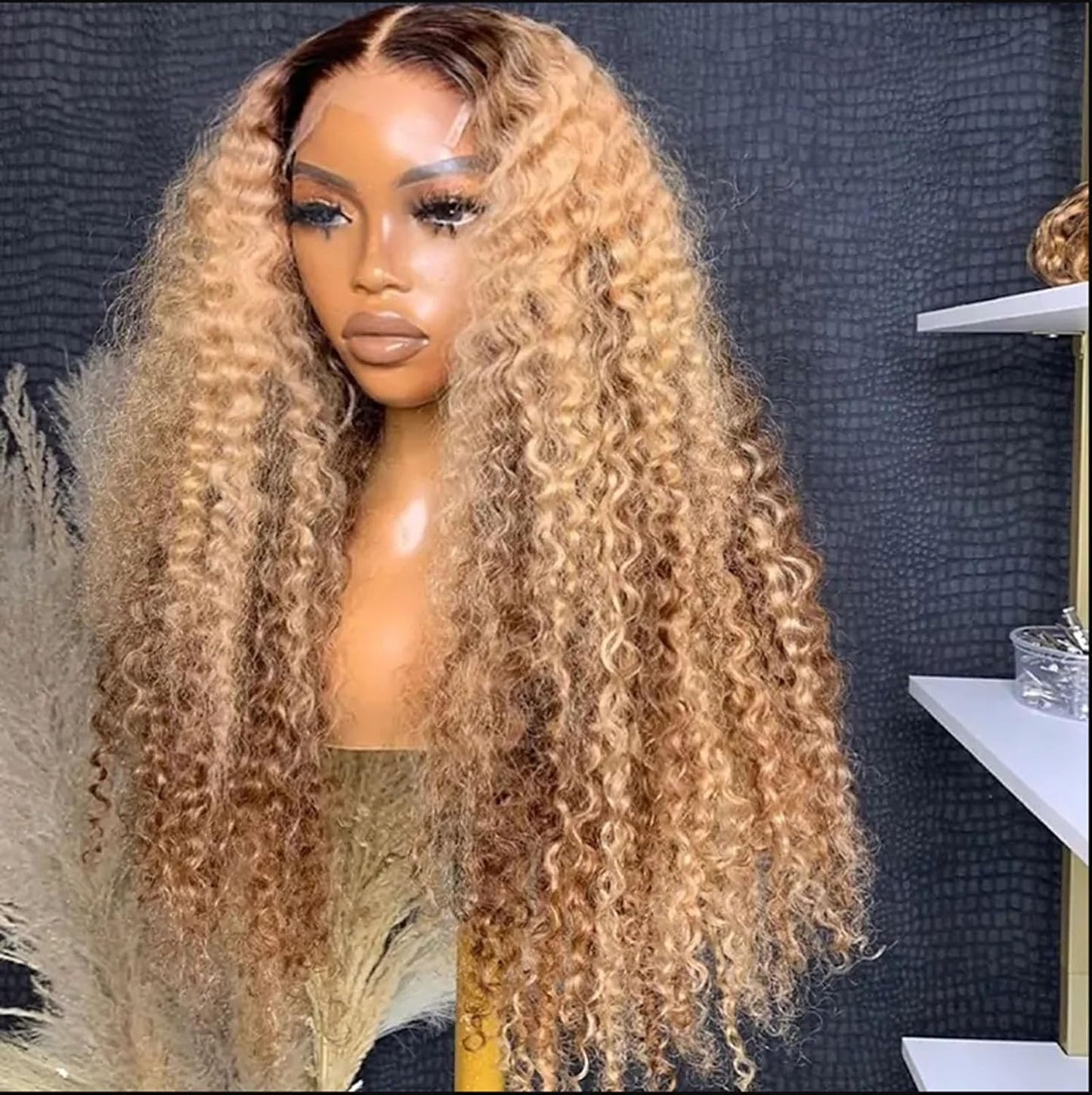 Omber Brown 27 Deep Wave Lace Front Wigs Human Hair Colored 13X4 HD Lace Light Brown Curly Wig Human Hair Pre Plucked with Baby Hair 200% Density