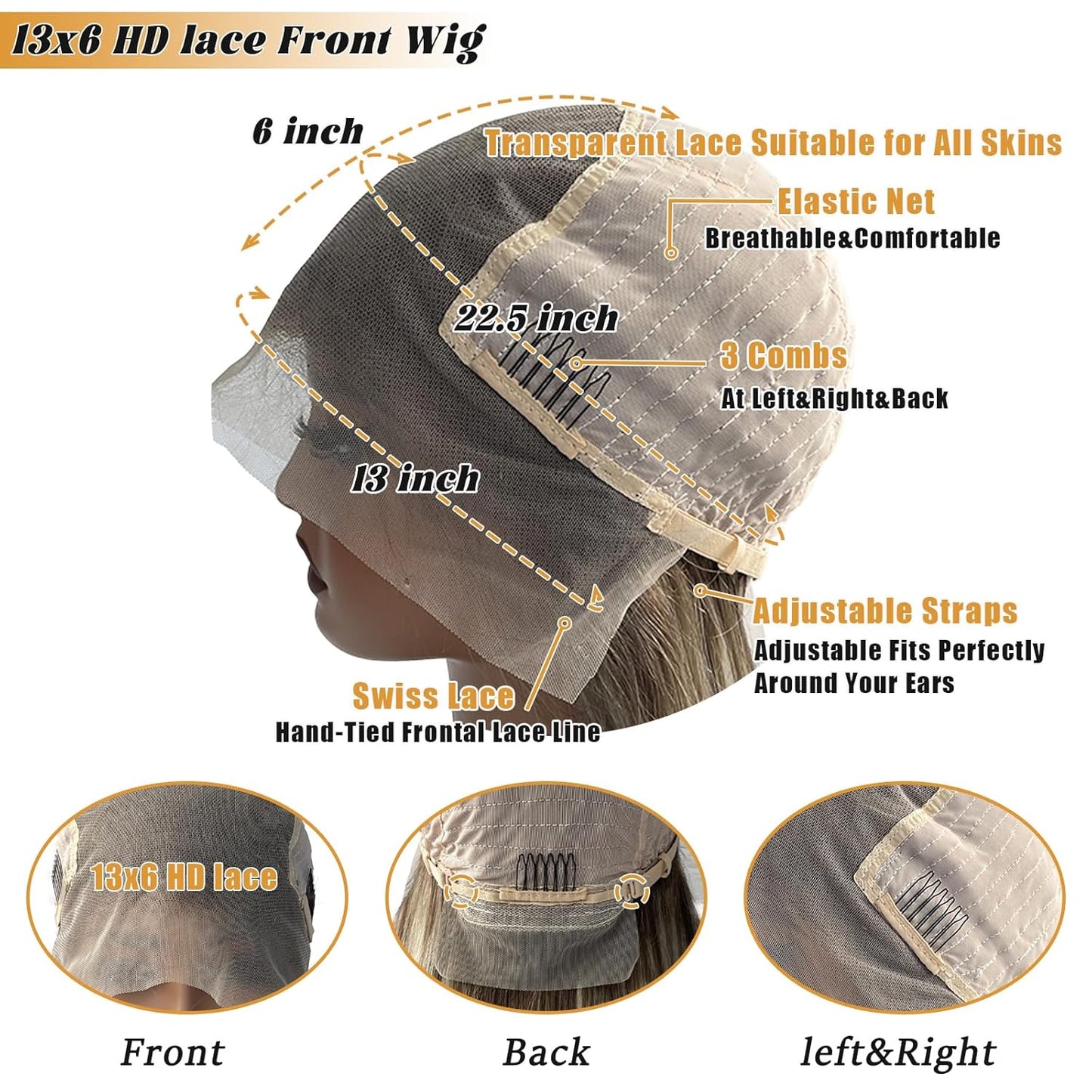 Ombre Ash Brown 13X6 HD Lace Front Wigs Human Hair 30Inch Long Straight Pre Plucked Highlights Balayage Blonde Mixed Brown with Dark Roots Glueless Wig Human Hair for Women 180% Density