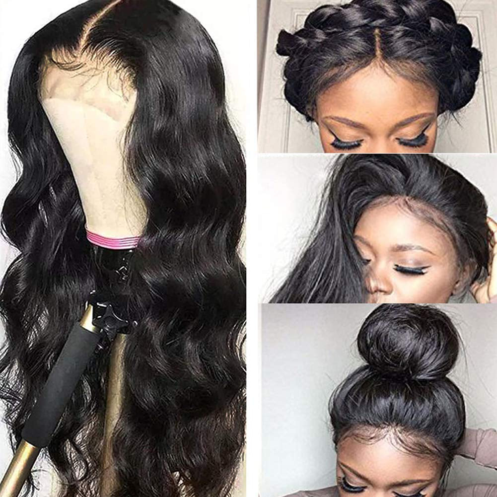 Body Wave Lace Front Wigs Human Hair for Black Women Brazilian Body Wave Human Hair Wigs Pre Plucked Hairline with Baby Hair Natural Color 150% Denisty 18 Inch